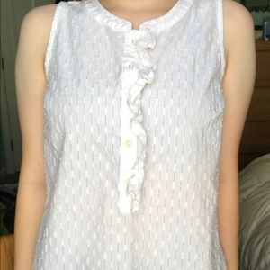LOFT white sleeveless button blouse